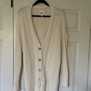 American Eagle Outfitters Cream Cable Knit Cardigan